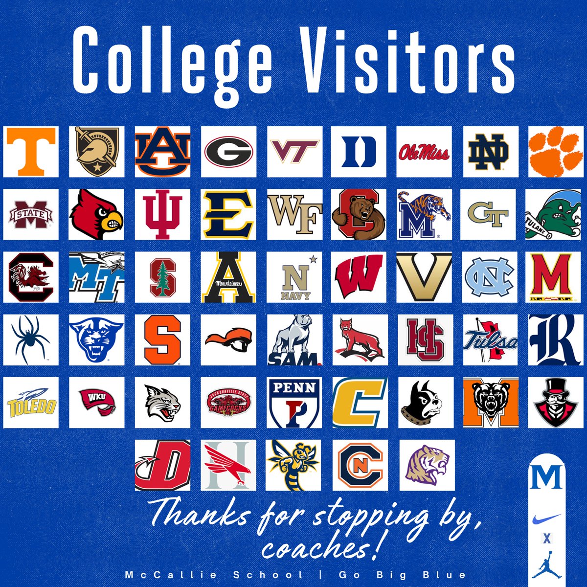 McCallie Football (@mccalliefb) on Twitter photo Thanks coaches, for stopping by to evaluate our prospects during spring practice! Go Big Blue! #WEareMcCallie #GBB <a href="/McCallieSports/">McCallie Athletics</a> Thanks coaches, for stopping by to evaluate our prospects during spring practice! Go Big Blue! #WEareMcCallie #GBB <a href="/McCallieSports/">McCallie Athletics</a>