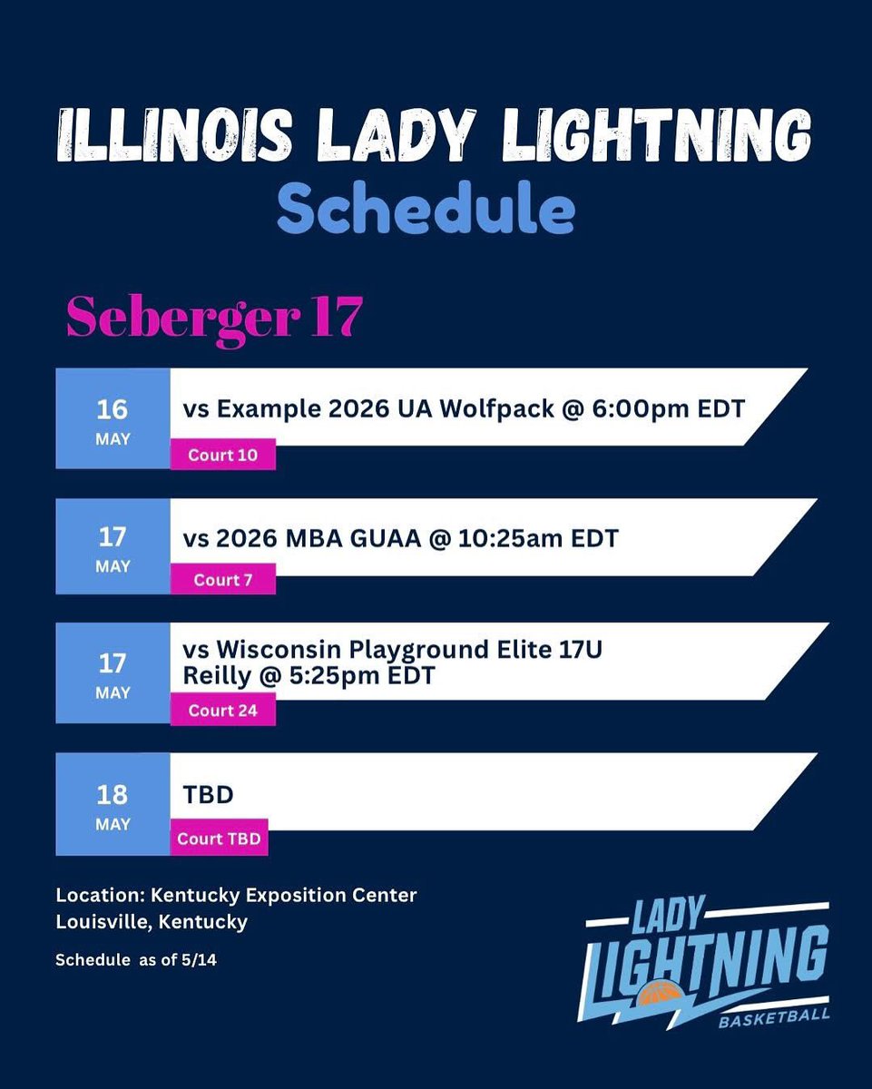 Megan Ganschow (@meg_ganschow88) on Twitter photo Here’s my schedule for this weekend in Louisville, Kentucky!! Can’t wait!! <a href="/LadyLightningIL/">IL Lady Lightning</a> <a href="/DGSgirlsBBALL/">Downers Grove South GBB</a> Here’s my schedule for this weekend in Louisville, Kentucky!! Can’t wait!! <a href="/LadyLightningIL/">IL Lady Lightning</a> <a href="/DGSgirlsBBALL/">Downers Grove South GBB</a>