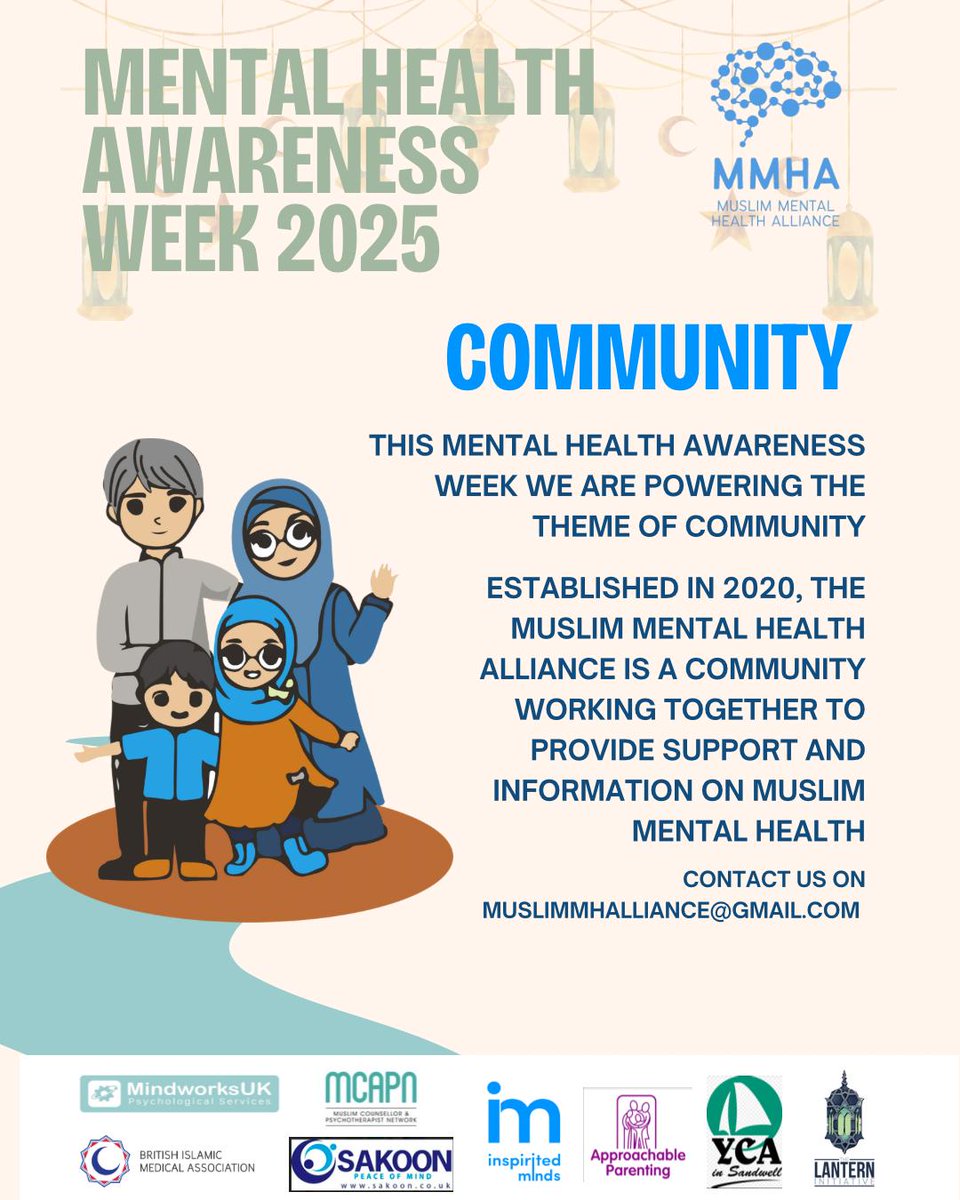 British Islamic Medical Association (@britishima) on Twitter photo The Muslim Mental Health Alliance will inshaAllah be a game changer for Mental Health in Muslim communities
This Mental health awareness week support
<a href="/muslimyouthhelp/">Muslim Youth Helpline (MYH)</a>
<a href="/MCAPN_CO_UK/">MuslimCounsellorNtwk</a>
<a href="/InspiritedMinds/">Inspirited Minds</a>
<a href="/5PillarsParent/">Approachable Parenting</a>
<a href="/MindworksU/">MindworksUK Registered Charity No: 1192998</a>
<a href="/sakoonteam/">Sakoon Counselling and Psychotherapy</a>
<a href="/YCA/">Yemeni Community Association in Sandwell</a>
and Lantern Initiative. The Muslim Mental Health Alliance will inshaAllah be a game changer for Mental Health in Muslim communities
This Mental health awareness week support
<a href="/muslimyouthhelp/">Muslim Youth Helpline (MYH)</a>
<a href="/MCAPN_CO_UK/">MuslimCounsellorNtwk</a>
<a href="/InspiritedMinds/">Inspirited Minds</a>
<a href="/5PillarsParent/">Approachable Parenting</a>
<a href="/MindworksU/">MindworksUK Registered Charity No: 1192998</a>
<a href="/sakoonteam/">Sakoon Counselling and Psychotherapy</a>
<a href="/YCA/">Yemeni Community Association in Sandwell</a>
and Lantern Initiative.