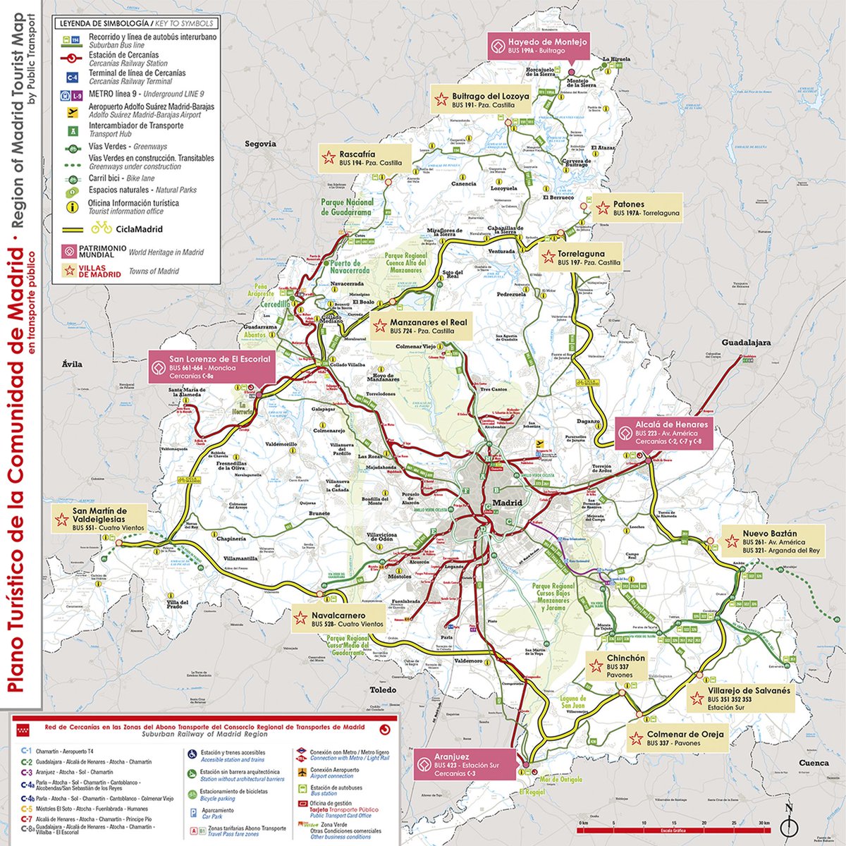 🚇 La Comunidad de Madrid lanza una edición actualizada del plano turístico de la región en transporte público.

🚍 Ofrece información sobre las rutas para llegar a los enclaves Patrimonio de la Humanidad o a las once Villas de Madrid.

+Info: c.madrid/04htv