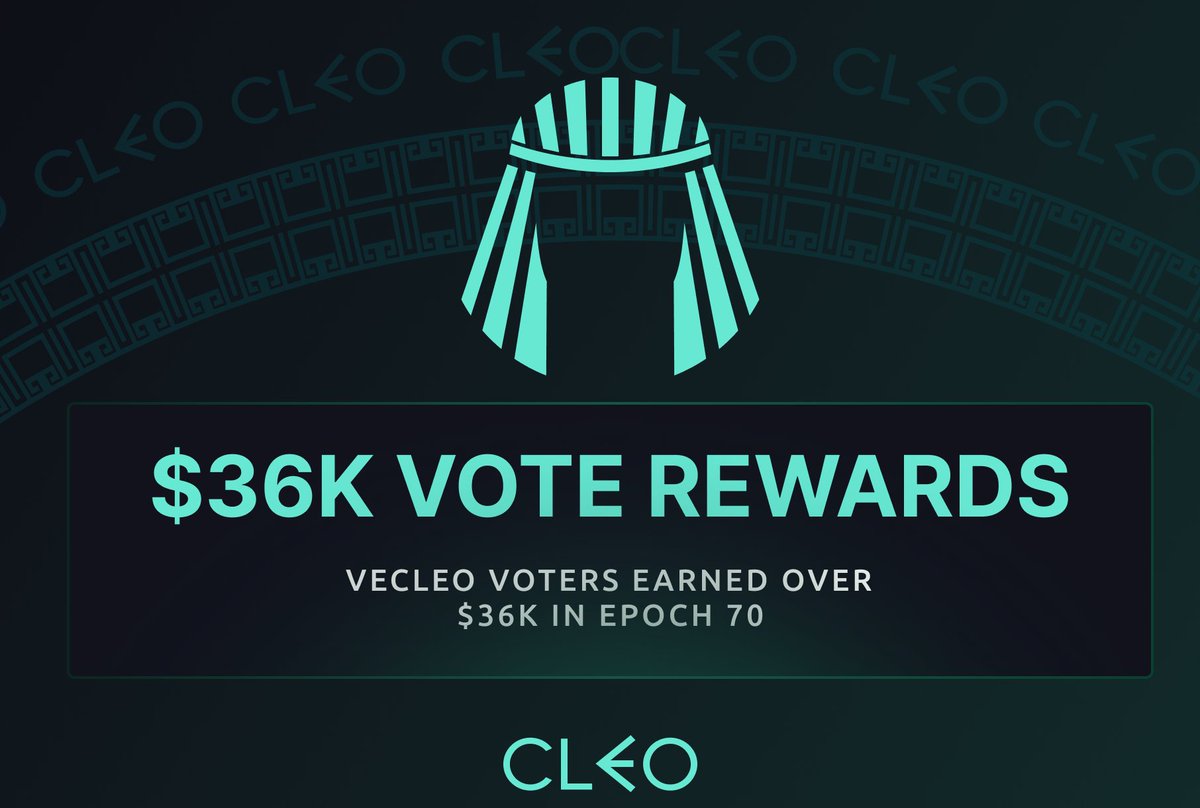 veCLEO voters took home over $36k last epoch, with volume rising daily this epoch looks to be just as good.

You are voting, aren't you?