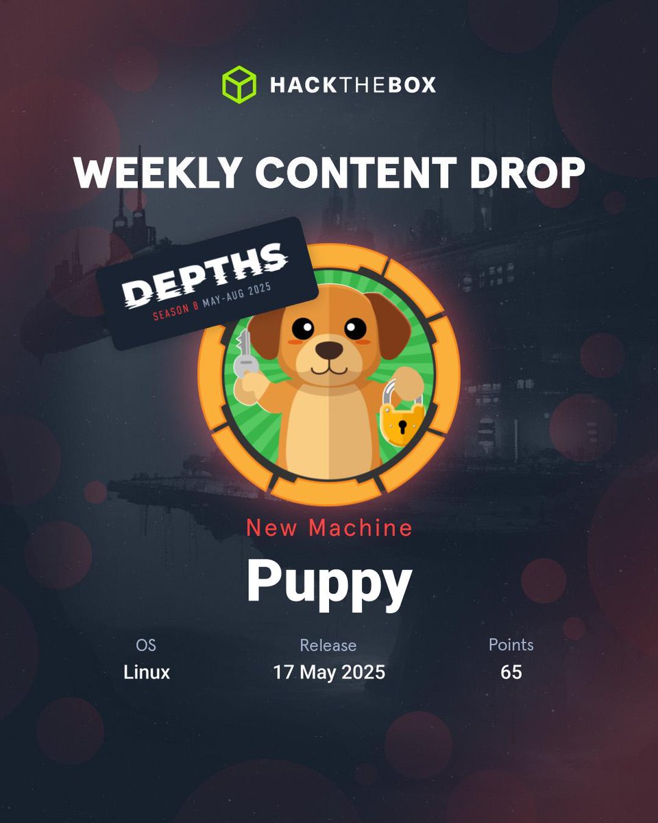 Looks can be deceiving 😶‍🌫️
2 new labs are coming to the #HackTheBox platforms this week!
🔵 Trojan, a Sherlock where you analyze the different pieces of evidence to extract IOCs and reconstruct the phases of the infection, created by MrManj
🔴 Puppy, an #HTB Seasons Machine