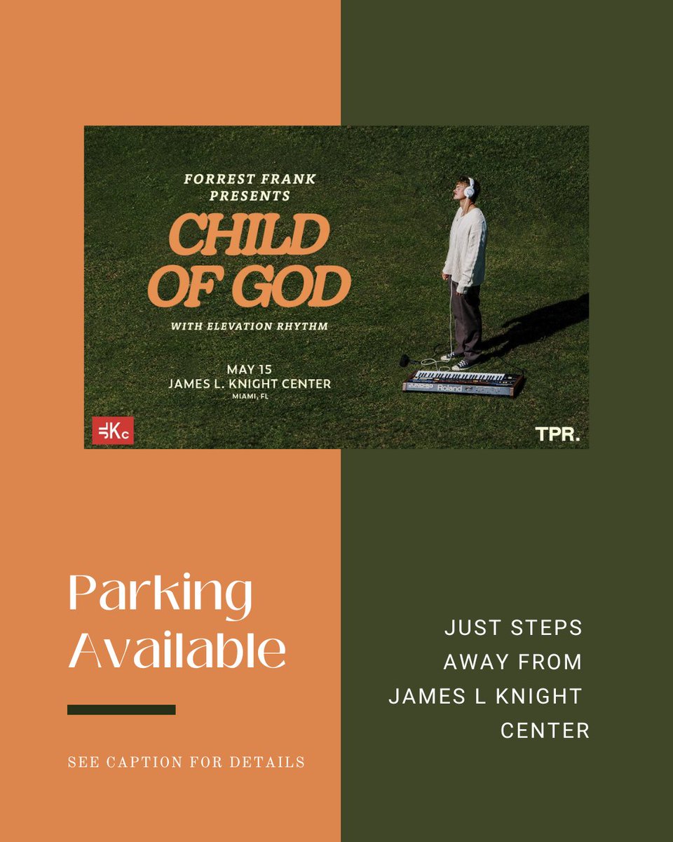 Don't miss Forrest Frank tonight at the James L. Knight Center! 🎶🚗 Reserve your spot at the Knight Center Garage now with SpotHero for hassle-free parking! #ConcertReady #ReserveNow
