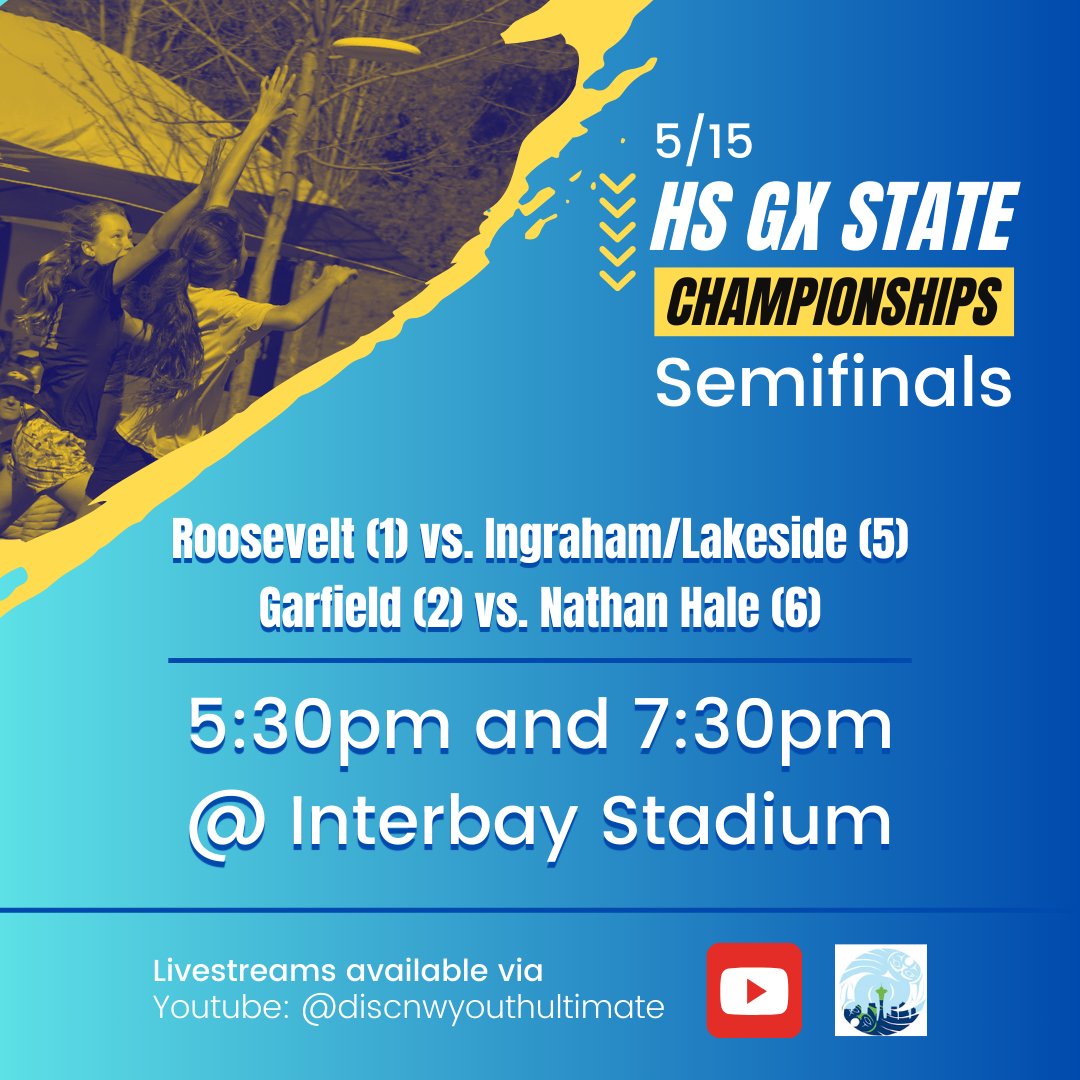 Playoffs are here! Come to Interbay stadium or check out the livestream tonight!

Livestream links here
youtube.com/@discnwyouthul…