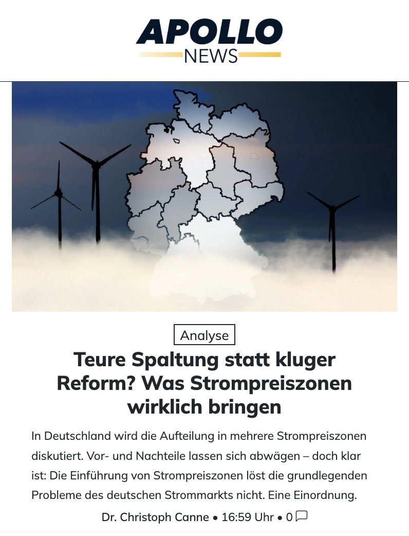 Pauline Schwarz (@_pauline_s_) on Twitter photo Weil die Energiewende die Stabilität von Deutschlands Stromnetz gefährdet und immense Kosten hervorruft, wird die Einführung von Strompreiszonen diskutiert. Was das bedeuten könnte, analysiert <a href="/ChristophCanne/">Dr. Christoph Canne</a>
apollo-news.net/teure-spaltung… Weil die Energiewende die Stabilität von Deutschlands Stromnetz gefährdet und immense Kosten hervorruft, wird die Einführung von Strompreiszonen diskutiert. Was das bedeuten könnte, analysiert <a href="/ChristophCanne/">Dr. Christoph Canne</a>
apollo-news.net/teure-spaltung…