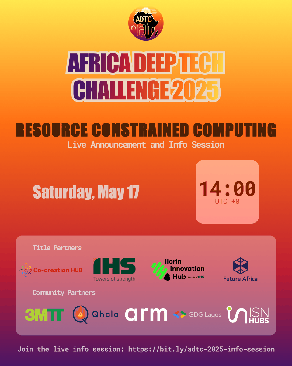 Huge thanks to our core partners <a href="/anafricanfuture/">Future Africa</a> , <a href="/Cc_HUB/">Co-creation HUB (CcHUB) Limited (RC 918335)</a> , <a href="/IlorinHub/">Ilorin Innovation Hub</a> , and <a href="/IHSTowers/">IHS Towers</a>  ! We're also proud to collaborate with <a href="/OmniverseAfrica/">The Omniverse Africa</a> , <a href="/3MTTNigeria/">3MTT Nigeria</a>, <a href="/ARM_Labs/">ARM Labs</a>, <a href="/isnhubs/">Innovation Support Network (ISN) Hubs</a> ,  <a href="/gdglagos/">GDG Lagos | #DevFestLagos</a> , <a href="/QhalaHQ/">QhalaHQ</a> 

Build under constraint, win big!

🔗 Register: adtc-2025.devpost.com