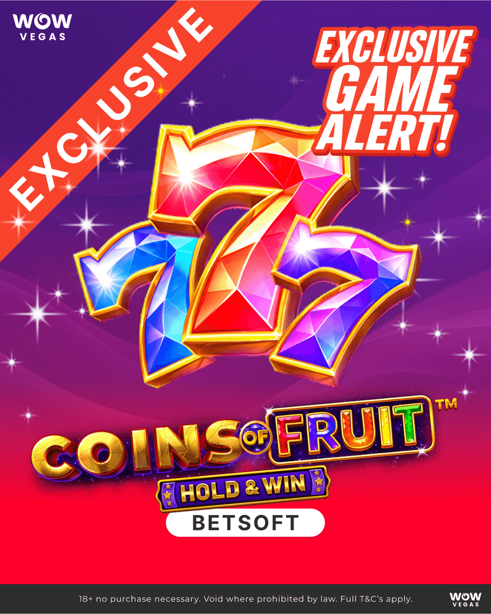 wowvegascom's tweet photo. 🍒 Exclusive Game Alert! 🎉Get ready to spin in style with Coins Of Fruit - Hold & Win by Betsoft! 🍓This juicy new exclusive is bursting with fruity wins and bonus-packed action! 🍊Ready to take a bite? Head to WOW Vegas and try your luck now! 🎰#WOWVegas #ExclusiveGame #Betsoft https://t.co/N54zqaBDpz