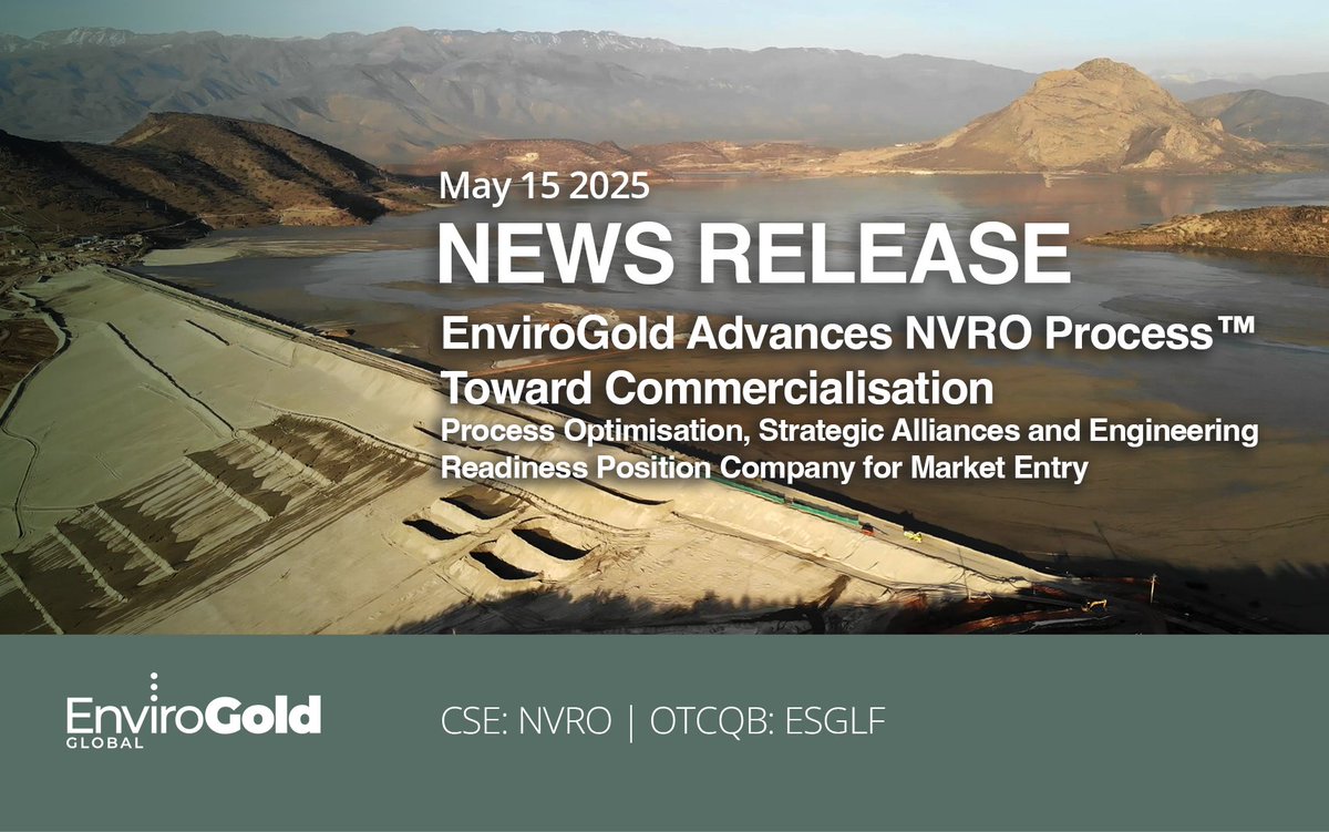 EnvirogoldG's tweet photo. $NVRO is proud to share a major operational update as we advance our proprietary NVRO Process™ toward commercial deployment.
Read the full release here: https://t.co/OWRw3pXP9E
#MiningInnovation #TailingsReprocessing #CleanTech #SustainableMining #ESG #CSE https://t.co/hLgR97rlZ2