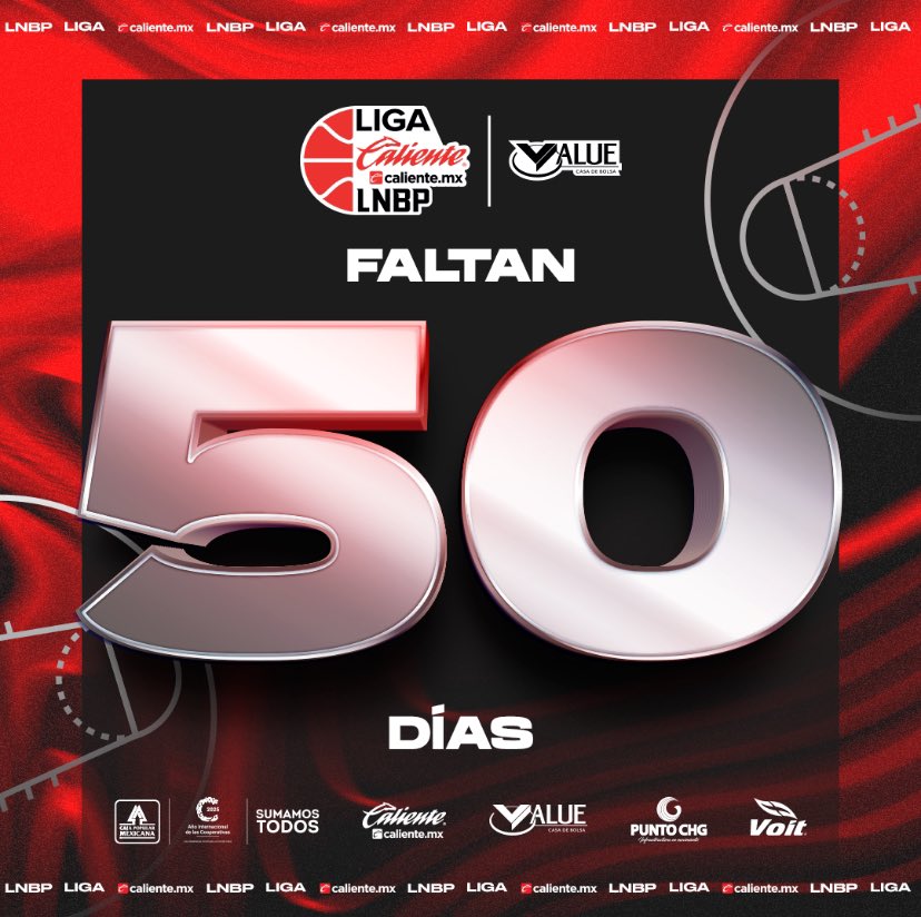 Liga Caliente.mx LNBP (@lnbpoficial) on Twitter photo FALTAN 50 DÍAS
Liga Caliente.mx LNBP 🔥🏀
#MarcandoLaDiferencia #Temporada2025
<a href="/calientesports/">Caliente Sports</a> @puntochg @valuegf <a href="/CajaMexicana/">Caja Popular Mexicana</a> <a href="/VoitMexico/">Voit México</a> FALTAN 50 DÍAS
Liga Caliente.mx LNBP 🔥🏀
#MarcandoLaDiferencia #Temporada2025
<a href="/calientesports/">Caliente Sports</a> @puntochg @valuegf <a href="/CajaMexicana/">Caja Popular Mexicana</a> <a href="/VoitMexico/">Voit México</a>
