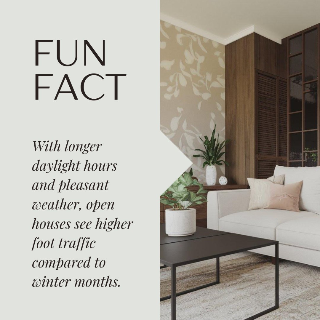 Fun Fact: Spring Open Houses Attract More Buyers! ☀️🏡

The combination of extra daylight and great weather makes spring one of the busiest times for open houses. More buyers are out exploring homes, giving sellers a better chance of attracting serious offers.