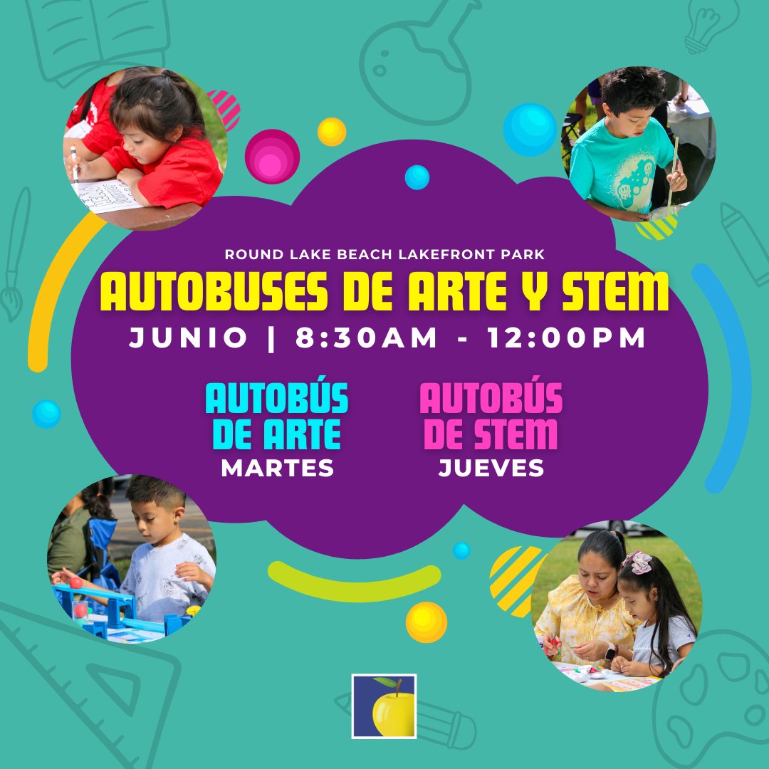 Our summer buses will be back for more art and STEM fun this June! Starting June 3, come out to Round Lake Beach Lakefront Park for FREE activities, games, and more! Please note, no STEM bus on June 19. Art and STEM bus will be combined June 17.