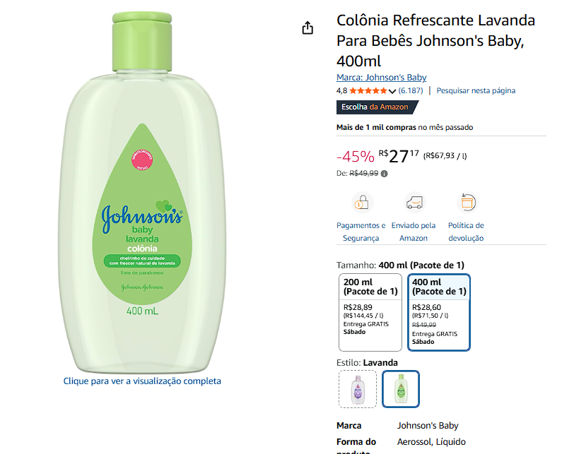 AquiPechincha's tweet photo. #CORREEEEEE 45% OFF 😮🏃‍♀️🏃‍♂️🏃 Para manter o seu bebê perfumado e fresquinho❣️ 🚼   🚚 Frete grátis Prime 🇧🇷
Johnson's Baby Colônia Refrescante Lavanda Para Bebês,400ml
🔥 R$ 27,17 com recorrência
 Confira - https://t.co/9sSj2eyb3L

⚠️ Desconto aparece na última etapa após selecionar opção por recorrência 😉
⚠️ Dúvidas sobre compras com recorrência (Programe e Poupe): 
Acesse aqui: https://t.co/Mqm80MKnsn