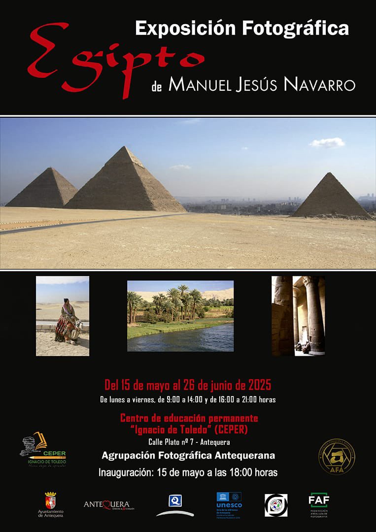 Nueva Exposición de <a href="/AFAAntequera/">AFA Antequera FIAP exhibition center</a> en la #ceperantequera    EGIPTO de Manuel Navarro <a href="/FAF_fotografia/">Federación Andaluza de Fotografía -FAF-</a> <a href="/CEFOTO_ES/">CEF</a> <a href="/AytoAntequera/">Ayuntamiento de Antequera</a>   Te esperamos