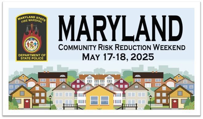 🔥 Maryland Community Risk Reduction Weekend – May 17-18, 2025 🔥

The Office of the State Fire Marshal, in partnership with local Fire/EMS Departments, will be going door-to-door across Maryland to support our Statewide Community Risk Reduction Weekend.

So far this year, we've