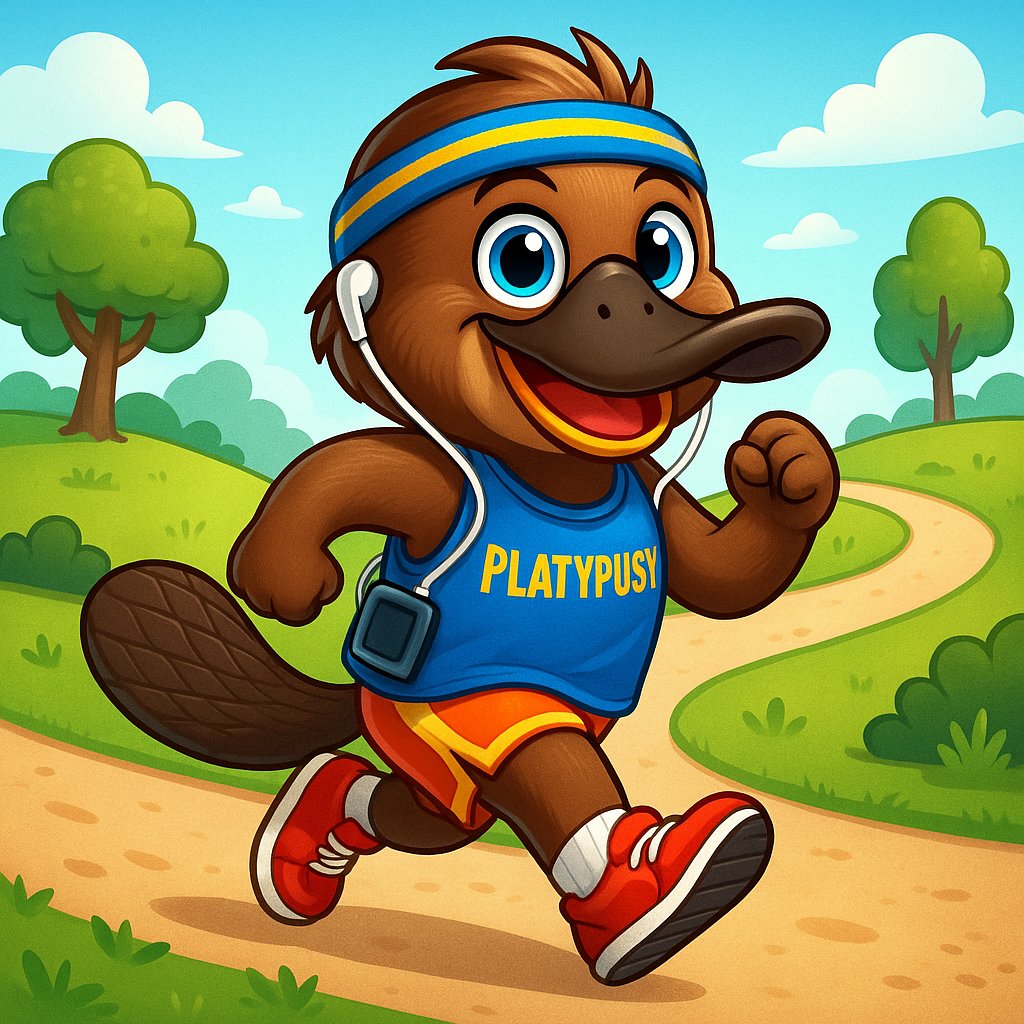 PLATTOKEN's tweet image. Morning grind never looked this cute!
Platypusy’s out here running circles around the bear market — earphones in, vibes up, chart climbing.
Stay active, stay bullish.
#Platypusy #CryptoRun #MemecoinEnergy #WAGMI

platypusycoin.xyz