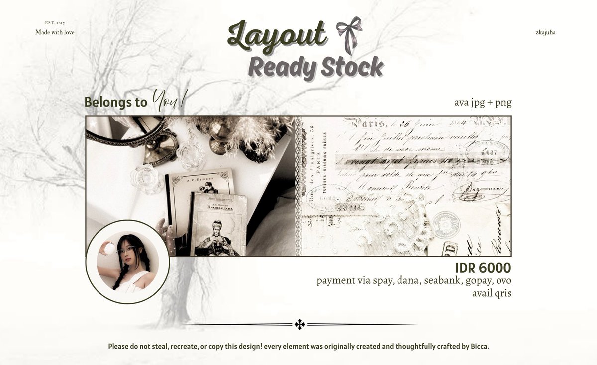 xwhine's tweet image. ㅤ
help repost, thank you! ׁ   ❤︎   ˖  

hi! i’ve a 5 ready stock layout GISELLE new pict! for those who want it, you can DM me to take the layout! 💌 get ava png + jpg, price in pict 🤍

#zonauang #zonajajan  
  ㅤ