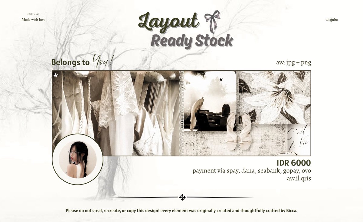 xwhine's tweet image. ㅤ
help repost, thank you! ׁ   ❤︎   ˖  

hi! i’ve a 5 ready stock layout GISELLE new pict! for those who want it, you can DM me to take the layout! 💌 get ava png + jpg, price in pict 🤍

#zonauang #zonajajan  
  ㅤ