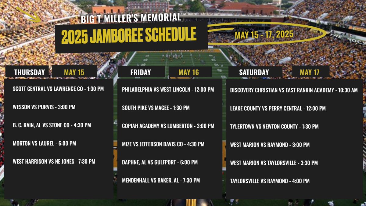 Come watch some great football over the next 3 days!