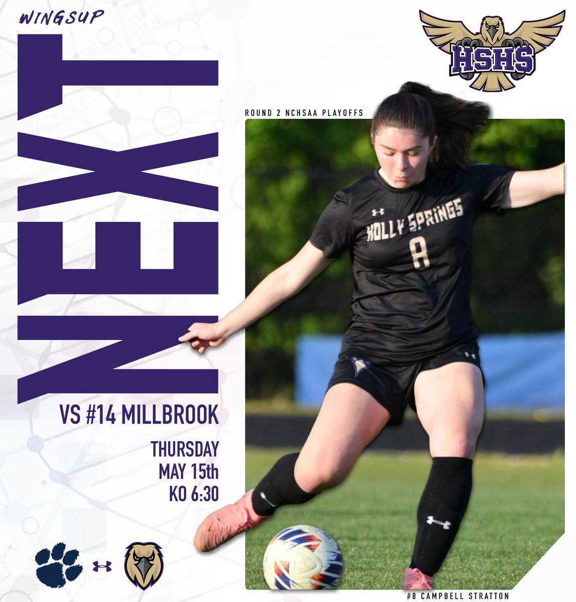🚨MATCHDAY 🚨 

Round 2 of NCHSAA Playoffs

#3 Holly Springs vs. #14 Millbrook

🕙  KO 6:30
🏟️ The Hawks Nest
📍 Holly Springs, NC

#WingsUp #HawkDNA
