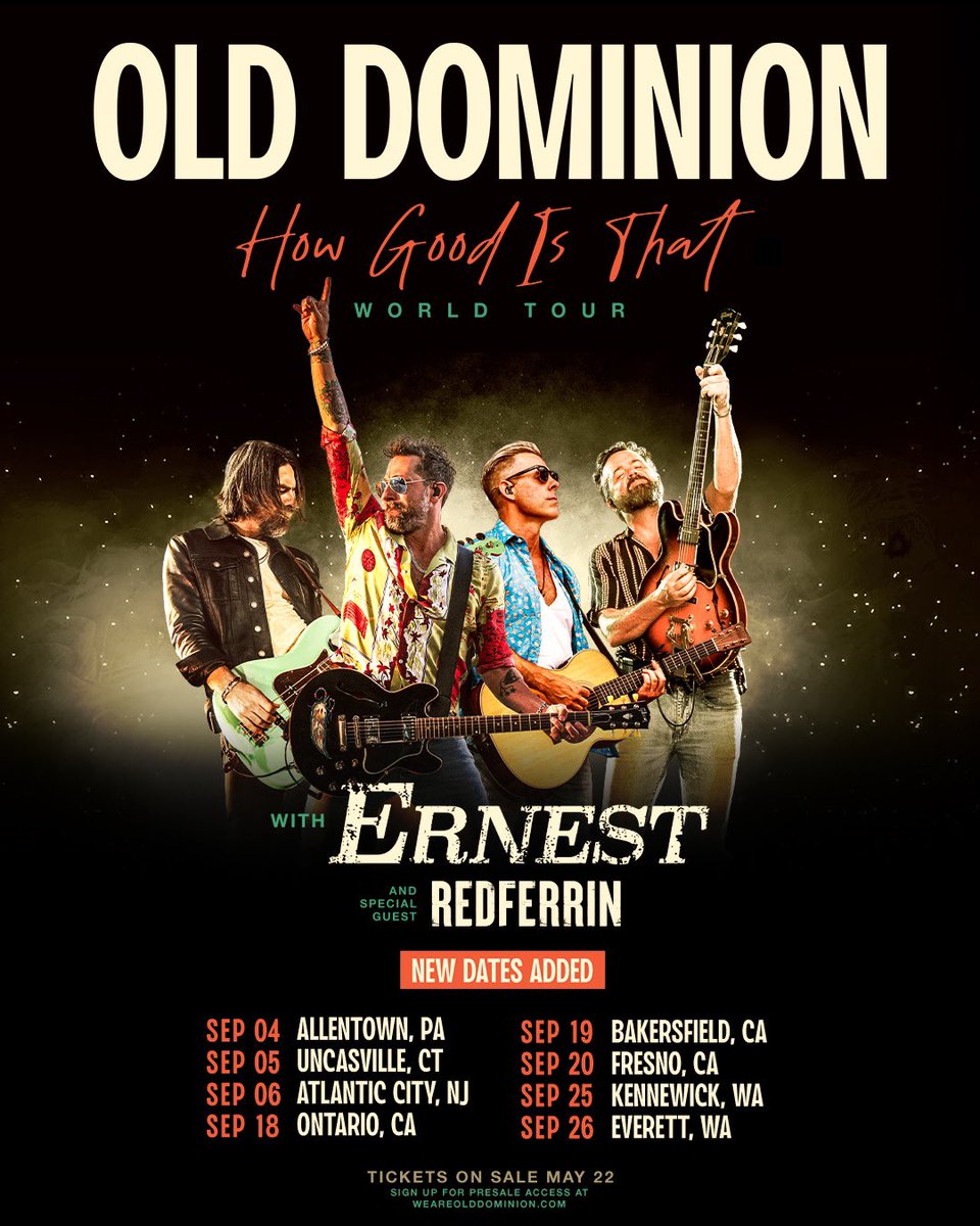 Blake Redferrin (@redferrin) on Twitter photo 8 more shows this fall with <a href="/OldDominion/">Old Dominion</a>! Can’t wait to see y’all on the road. Get ticket and presale info at redferrin.com/tour 8 more shows this fall with <a href="/OldDominion/">Old Dominion</a>! Can’t wait to see y’all on the road. Get ticket and presale info at redferrin.com/tour