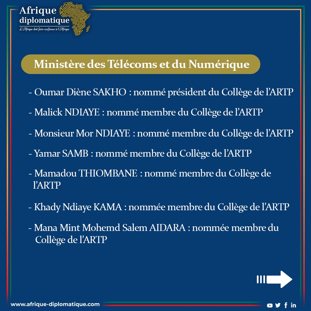 AFRIQUEDIPLOMAT's tweet image. Le #Conseildesministres #sénégalais du 14 mai 2025 marque un tournant avec 18 #nominations touchant plusieurs secteurs clés : #cybersécurité, #enseignementsupérieur, #numérique, #santé, gouvernance territoriale, #agriculture, #finances et transports.