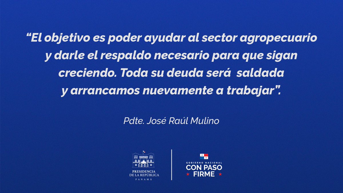 presidenciapma's tweet image. Cumpliendo con los productores panameños el Pdte. @JoseRaulMulino anunció el pago $110 millones en compensaciones a productores de arroz, maíz y leche.
Se saldará el 100% de la deuda pendiente con el objetivo de reactivar el agro y fortalecer el respaldo a quienes producen…