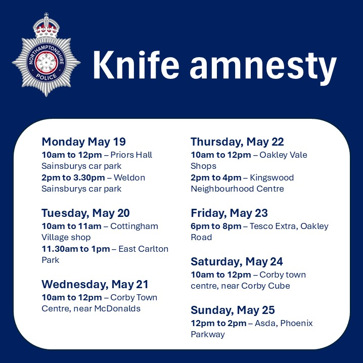 Knife Amnesties in Corby Next week!

#opsceptre