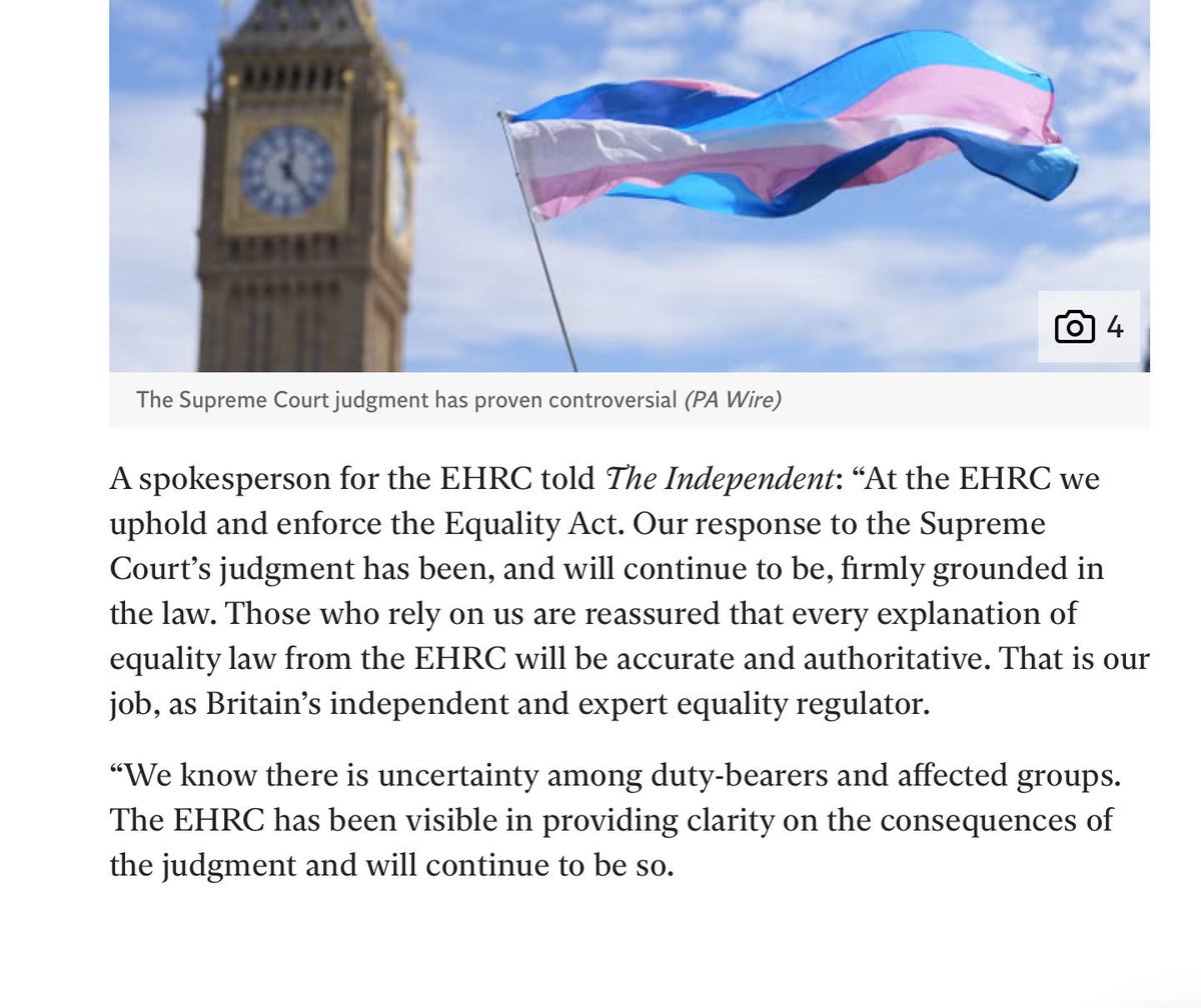 When even the EHRC says there’s “clarity” but still concedes there’s uncertainty, it’s clear the hate campaign is over.

Poor Akua.
