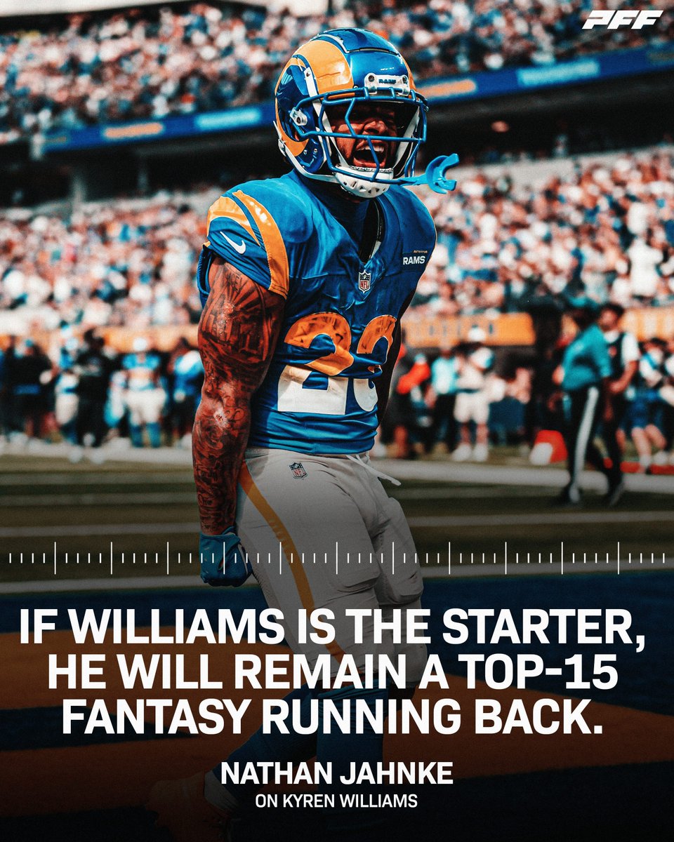 PFF_Fantasy's tweet image. What round are you drafting Kyren Williams? 👀