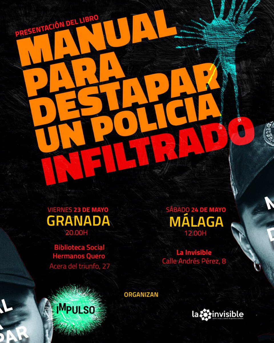 bs_quero's tweet photo. 🌞PRESENTACIÓN DE LIBRO
El Viernes 23 en la Biblioteca Social Hermanos Quero presentamos el libro ‟Cómo destapar a un policía infiltrado” con las compañeras que lo han escrito.
⌛️20.00h
📕2€
Pásate y ayúdanos a mejorar colectivamente en materia antirrepresiva como militantes. ✊🏻 https://t.co/8SIhELYIKE