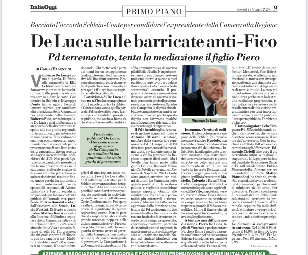 mariamacina's tweet photo. Bocciato l'accordo Schlein-Conte per candidare l'ex presidente della Camera alla Regione https://t.co/bPAaKlaEt1