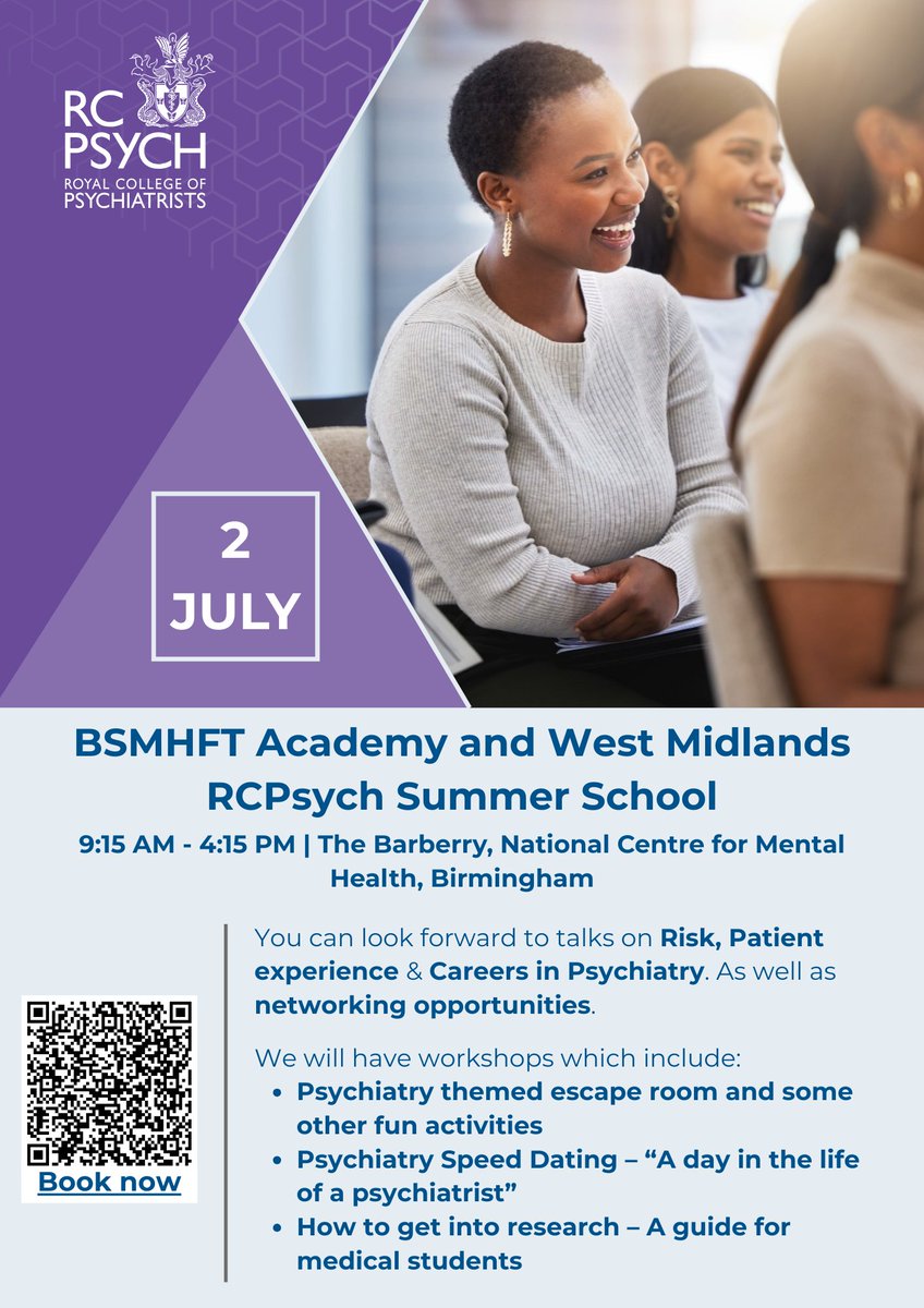 Emma Barrow (@emsaysso) on Twitter photo Calling all med students interested in psychiatry! BSMHFT and RCPsych West Mids Summer School is happening again this year on 2 July in Birmingham. <a href="/subodhdave1/">Subodh Dave βοΈπ»π Humanising Medicine</a> <a href="/Choose_Psych/">Choose Psychiatry</a> <a href="/rcpsych/">Royal College of Psychiatrists</a> <a href="/unibirm_CMH/">College of Medicine and Health (UoB)</a> <a href="/AstonMedicine/">Aston Medical School</a> <a href="/Fabida3/">Dr Fabida Aria</a> <a href="/rcpsychTrainees/">Psychiatric Resident Doctors' Committee (PRDC)</a> <a href="/rcpsychWM/">RCPsych West Midlands</a> Calling all med students interested in psychiatry! BSMHFT and RCPsych West Mids Summer School is happening again this year on 2 July in Birmingham. <a href="/subodhdave1/">Subodh Dave βοΈπ»π Humanising Medicine</a> <a href="/Choose_Psych/">Choose Psychiatry</a> <a href="/rcpsych/">Royal College of Psychiatrists</a> <a href="/unibirm_CMH/">College of Medicine and Health (UoB)</a> <a href="/AstonMedicine/">Aston Medical School</a> <a href="/Fabida3/">Dr Fabida Aria</a> <a href="/rcpsychTrainees/">Psychiatric Resident Doctors' Committee (PRDC)</a> <a href="/rcpsychWM/">RCPsych West Midlands</a>