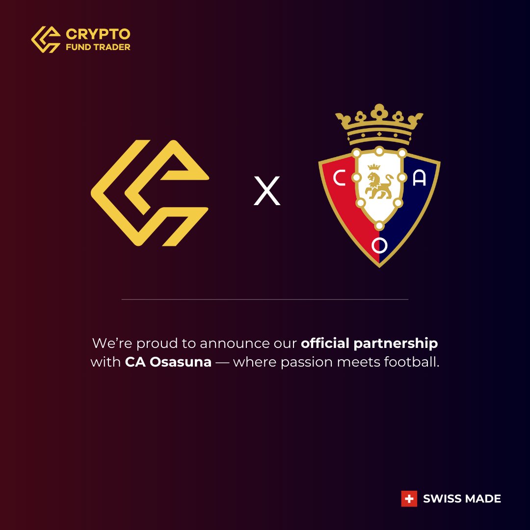 Crypto Fund Trader (@cftradercom) on Twitter photo 🚨Exciting News
We’re thrilled to announce our official partnership with <a href="/Osasuna/">C. A. OSASUNA</a>! ⚽️💥
Where passion meets football — the best of both worlds. Stay tuned for more updates! 🚨Exciting News
We’re thrilled to announce our official partnership with <a href="/Osasuna/">C. A. OSASUNA</a>! ⚽️💥
Where passion meets football — the best of both worlds. Stay tuned for more updates!