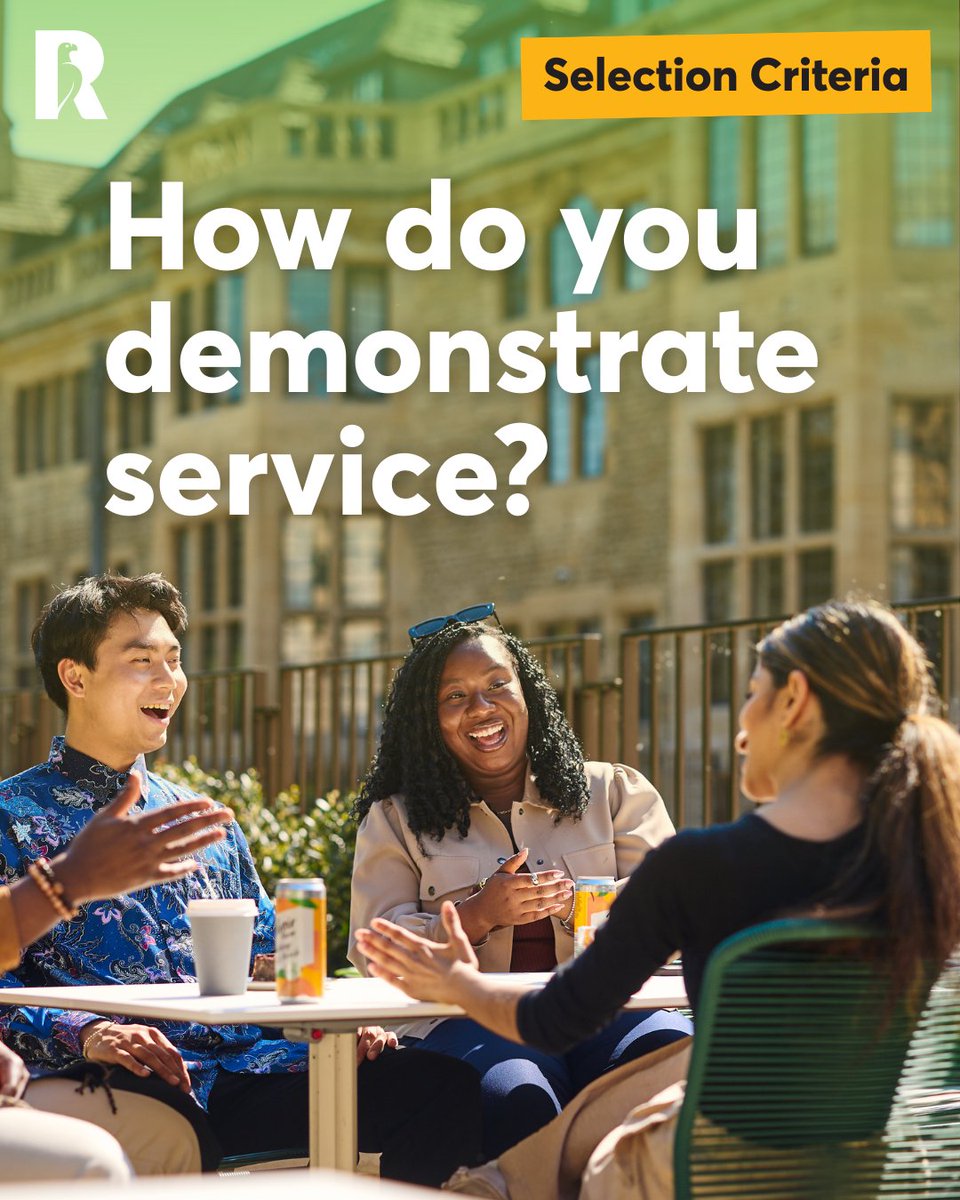 Rhodes Scholarship selection criteria: service
🌟 You seek to live out your values in all that you do.
🌟 Serving others is a duty you take seriously, whether your community is large or small, local or international.