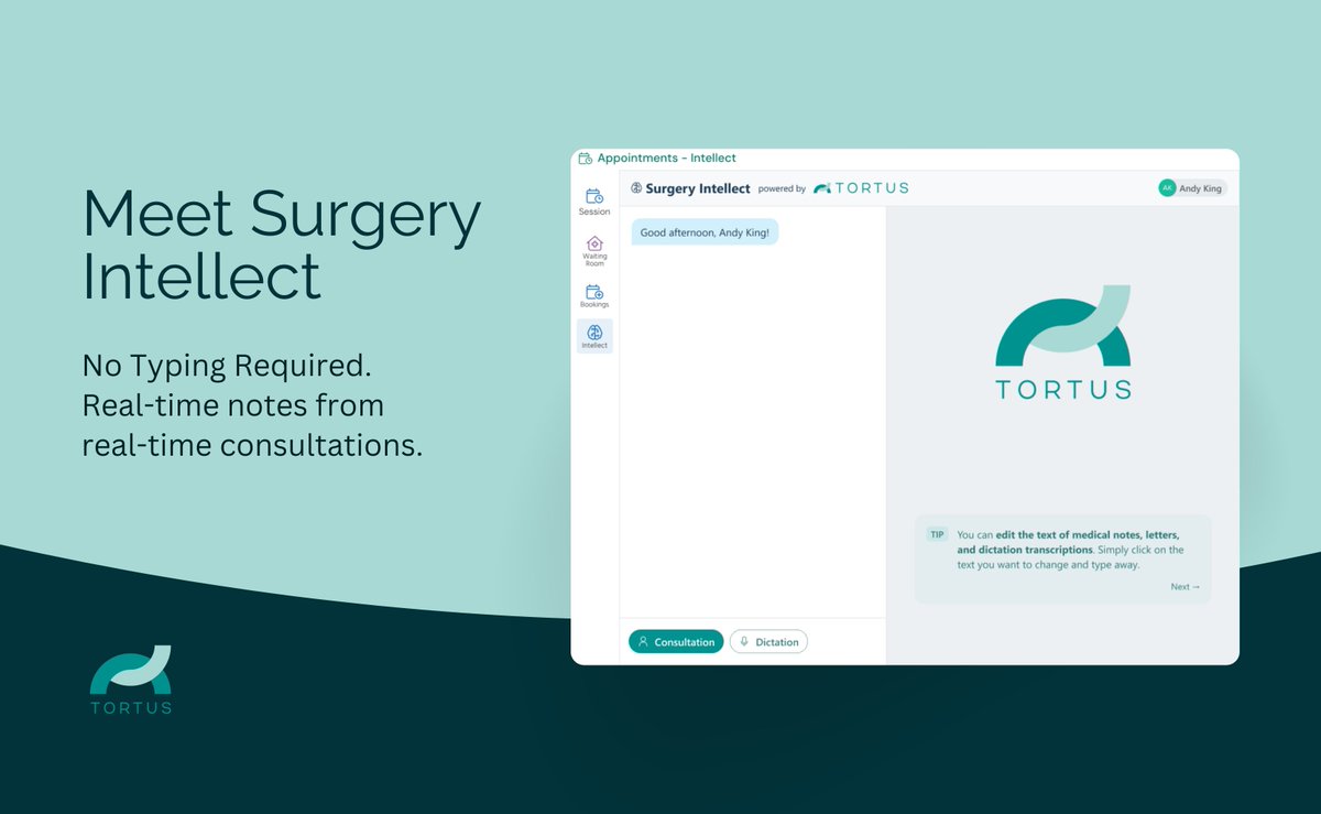 🎙️ Meet Surgery Intellect — the AI assistant for GPs.

It listens to consultations and generates notes, referrals, and coding in real time.

Save up to 4 minutes per appointment.

No typing. No prompts. No delay.

Built for the NHS. Ready to scale.
