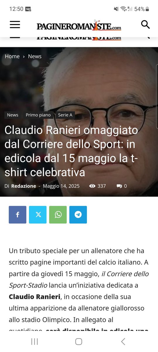 ⚽️ Événement à Rome dimanche : la messe du pape ok MAIS... 
Le dernier match en tant qu'entraineur de Claudio Ranieri, au stade olympique, avec l'AS Roma, et face au Milan AC. 

Les hommages à l'ex coach du #FCN vont se succéder 💛💚