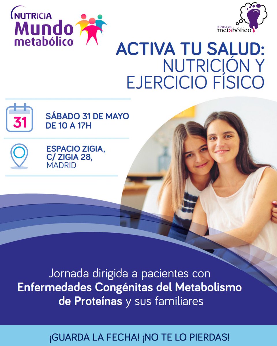 🗓️ El 31 de mayo ofreceremos una Jornada para pacientes con Enfermedades Congénitas del Metabolismo y sus familias. 
👩‍⚕️ Diversos especialistas nos darán consejos para mejorar la salud en personas con EIM. 👉 Regístrate gratis aquí: survey123.arcgis.com/share/abd0baf1…

 #Metabolopatias #PKU