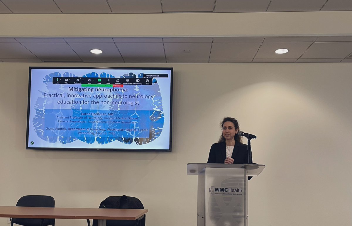 An excellent talk on mitigating neurophobia by the amazing <a href="/GGheihmanMD/">Galina Gheihman</a> at <a href="/NeurologyNymc/">NYMC Department of Neurology</a> Grand Rounds yesterday! #MedEd