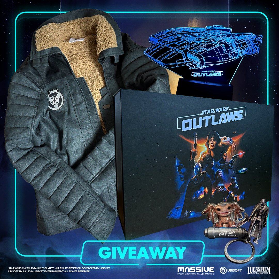 Ubisoft UK (@ubisoft_uk) on Twitter photo To celebrate the launch of #StarWarsOutlaws A Pirate’s Fortune we’re giving away a box filled with treasure! 3 winners will win a kit including a real Kay Vess jacket 🦾
How to participate:
✔️ Follow the <a href="/Ubisoft_UK/">Ubisoft UK</a> page
✔️ Like this post
✔️ Tell us in the comments which size To celebrate the launch of #StarWarsOutlaws A Pirate’s Fortune we’re giving away a box filled with treasure! 3 winners will win a kit including a real Kay Vess jacket 🦾
How to participate:
✔️ Follow the <a href="/Ubisoft_UK/">Ubisoft UK</a> page
✔️ Like this post
✔️ Tell us in the comments which size