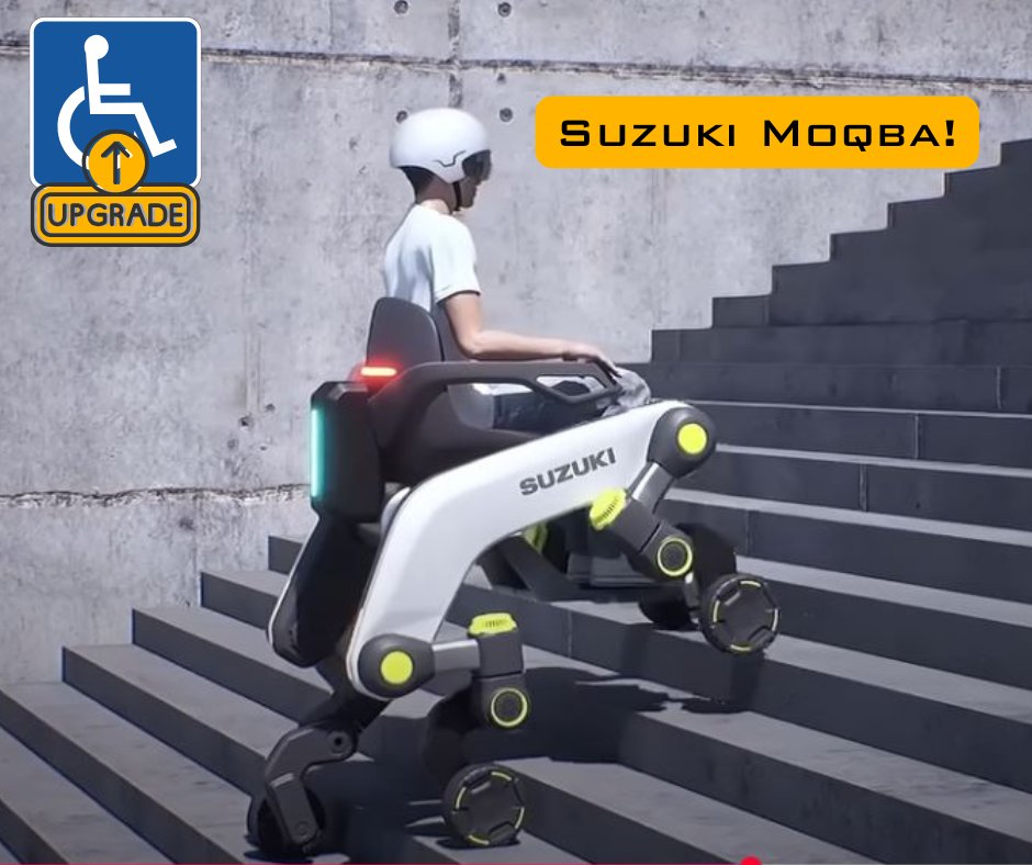 SPINALpedia's tweet image. The Suziki Moqba, a reimagined &quot;wheelchair&quot; which is a seat on for walking robotic legs. This mobility device can traverse stairs, as well all kinds of terrain and obstacles.

Learn more: spinalpedia.com/community/vide…

#Suzuki #Moqba #cooltech #wheelchairs #spinalcordinjury