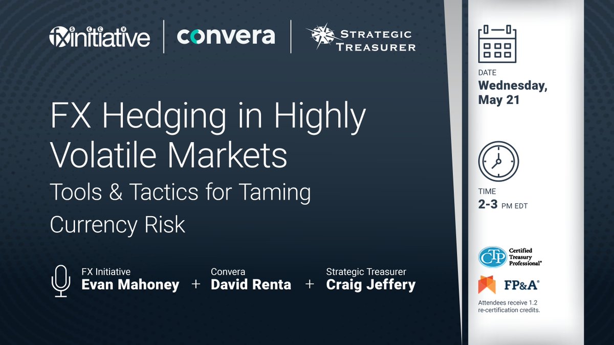 🌍 FX volatility remains a top concern for treasury teams. Join experts from FXInitiative, Convera &amp; Strategic Treasurer for key insights on hedging strategies, exposure management &amp; risk reduction.

🔗 Register:  strategictreasurer.com/webinar-fx-hed…