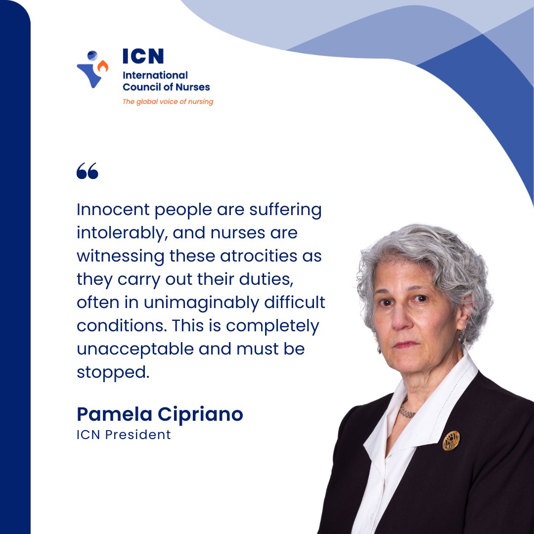 ICN (@icnurses) on Twitter photo ICN President <a href="/PamCiprianoRN/">PamCipriano</a> raises grave concerns about the threats to #health of people who are caught up in war zones, many of whom are being illegally subjected to inhuman living conditions. Read more: bit.ly/4mf0Y9Q ICN President <a href="/PamCiprianoRN/">PamCipriano</a> raises grave concerns about the threats to #health of people who are caught up in war zones, many of whom are being illegally subjected to inhuman living conditions. Read more: bit.ly/4mf0Y9Q