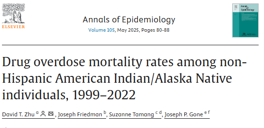 🔊AIAN Overdose Deaths Surge 12-Fold Since 1999
 
American Indian/Alaska Native overdose deaths surged 12x from 1999 to 2022—over double the rise seen in White deaths
 
Interested in learning more? Click here: doi.org/10.1016/j.anne…