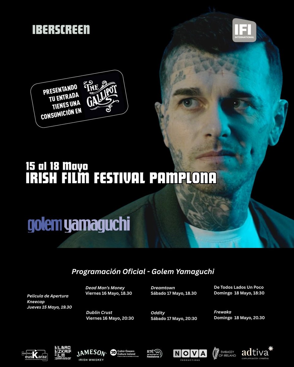 Mundoplus.tv Festivaleros (@mp_festivaleros) on Twitter photo 📢El 1º Irish Film Festival Spain 📽️🌎🇮🇪 ➡️🇪🇸 de <a href="/iberscreen/">Iberscreen</a> llega a <a href="/GolemPamplona/">Cines Golem Pamplona</a> y <a href="/GolemBilbao/">Golem Alhóndiga</a> del 15 al 18 de mayo con lo mejor del cine irlandés: #Kneecap, #Oddity, #Frewaka y más. Q&A en #Bilbao y consumición gratis en #pamplona golem.es/golem/ciclos/g…
#IFFS2025 #festival 📢El 1º Irish Film Festival Spain 📽️🌎🇮🇪 ➡️🇪🇸 de <a href="/iberscreen/">Iberscreen</a> llega a <a href="/GolemPamplona/">Cines Golem Pamplona</a> y <a href="/GolemBilbao/">Golem Alhóndiga</a> del 15 al 18 de mayo con lo mejor del cine irlandés: #Kneecap, #Oddity, #Frewaka y más. Q&A en #Bilbao y consumición gratis en #pamplona golem.es/golem/ciclos/g…
#IFFS2025 #festival
