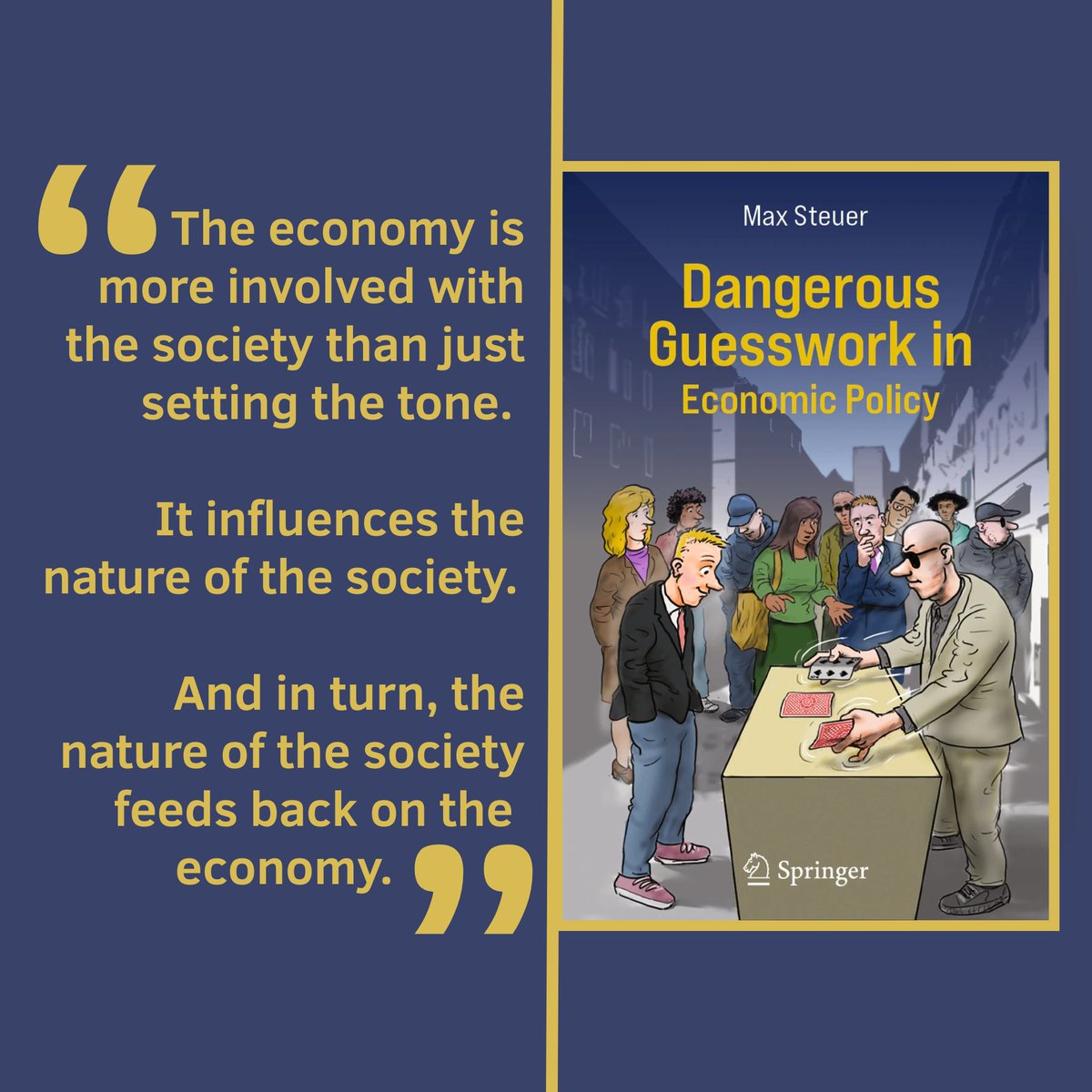 MaxSteuer's tweet photo. The economy doesn’t sit outside society.
It shapes it �� and is shaped by it.

Policy can’t ignore that loop. And good economics never does.

📘 Dangerous Guesswork in Economic Policy
https://t.co/TBmPUkRJcg https://t.co/VT0PmXkmPP