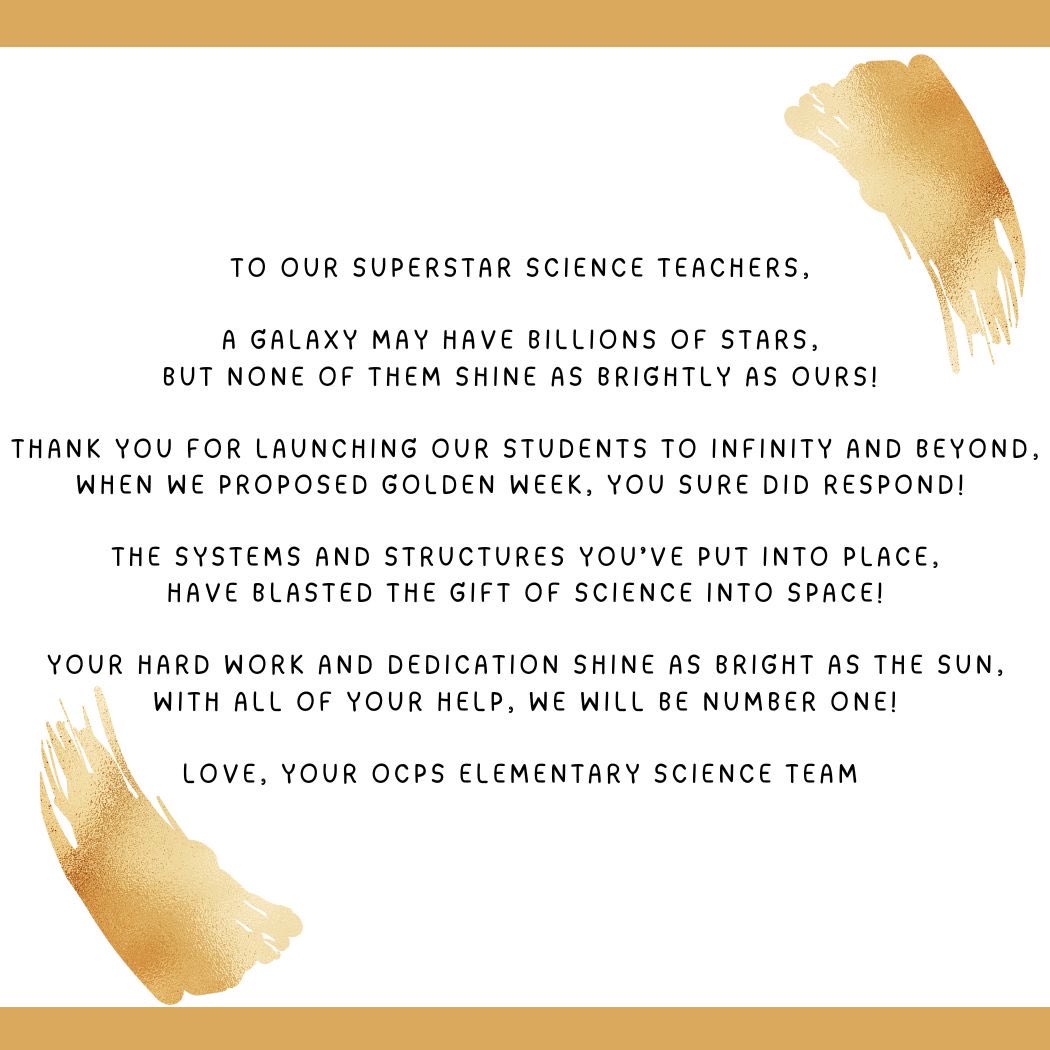 It’s a great day to be GOLDEN! 💛 

We cannot wait to see ALL of our little scientists shine! 🥼⭐️