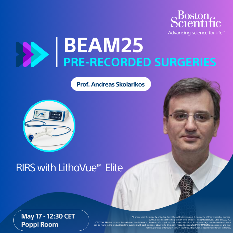 BSCEMEA_Urology's tweet photo. Join us tomorrow, May 17, at #BEAM25 for 2 interesting pre-recorded surgeries.
- At 12:30, explore RIRS with LithoVue Elite by @SkolarikosAndre.
- At 14:00, delve into #HoLEP with #Mosestech by Tev Aho.

Learn from leading experts and enhance your surgical techniques.

#BSCEMEA