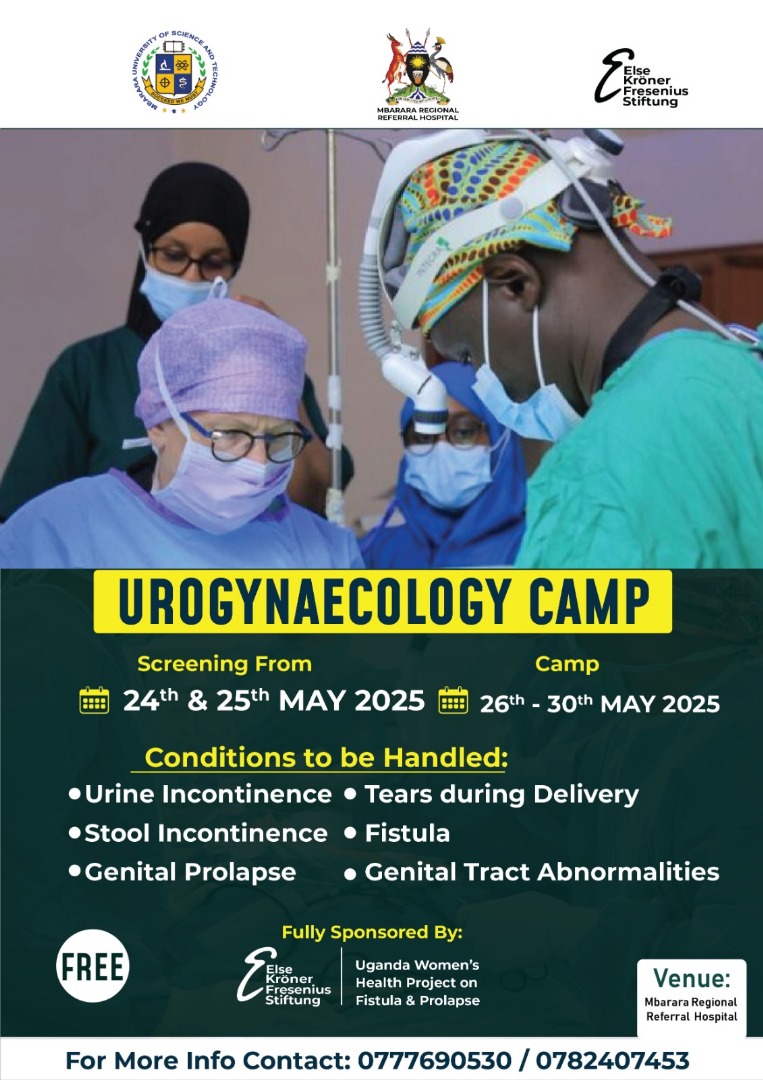 Mbarara University (@mbararaust) on Twitter photo Join us for a Urogynaecology Camp at <a href="/MbararaHospital/">Mbarara Referral Hospital</a> , sponsored by <a href="/EKFStiftung/">Else Kröner-Fresenius-Stiftung</a> and the Uganda Women's Health Project on Fistula and Prolapse. Free screening from May 24th-25th, and the camp runs from May 26th-30th, 2025. Join us for a Urogynaecology Camp at <a href="/MbararaHospital/">Mbarara Referral Hospital</a> , sponsored by <a href="/EKFStiftung/">Else Kröner-Fresenius-Stiftung</a> and the Uganda Women's Health Project on Fistula and Prolapse. Free screening from May 24th-25th, and the camp runs from May 26th-30th, 2025.