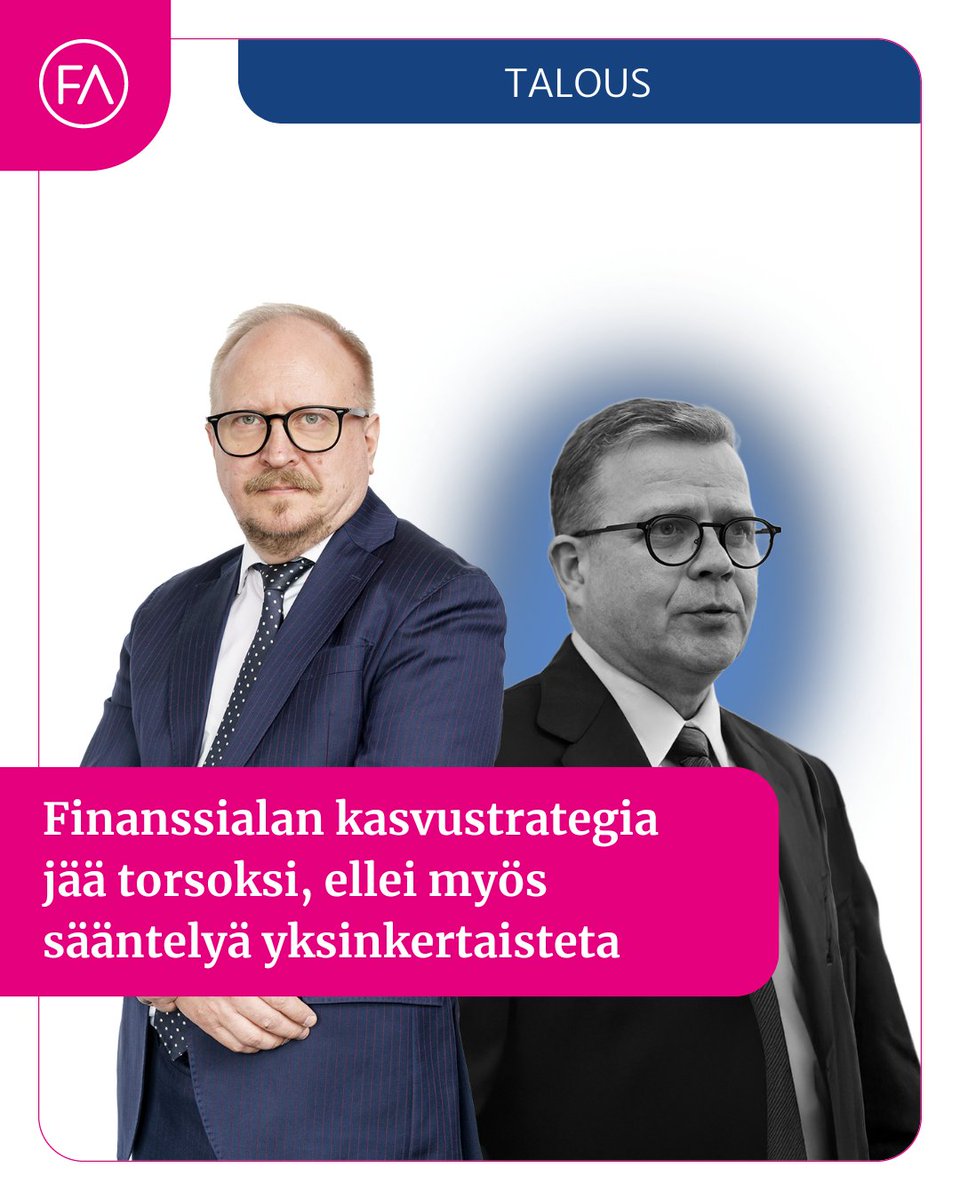 Finanssiala (@finanssiala) on Twitter photo FA:n <a href="/arnoahosniemi/">Arno Ahosniemi</a> pitää finanssialan kasvustrategia -työryhmän suosituksia monelta osin hyvinä, mutta peräänkuuluttaa rahoitusmarkkinasääntelyn kokonaisarviota, joka oli alun perin määrä tehdä kasvustrategian yhteydessä. FA:n <a href="/arnoahosniemi/">Arno Ahosniemi</a> pitää finanssialan kasvustrategia -työryhmän suosituksia monelta osin hyvinä, mutta peräänkuuluttaa rahoitusmarkkinasääntelyn kokonaisarviota, joka oli alun perin määrä tehdä kasvustrategian yhteydessä.