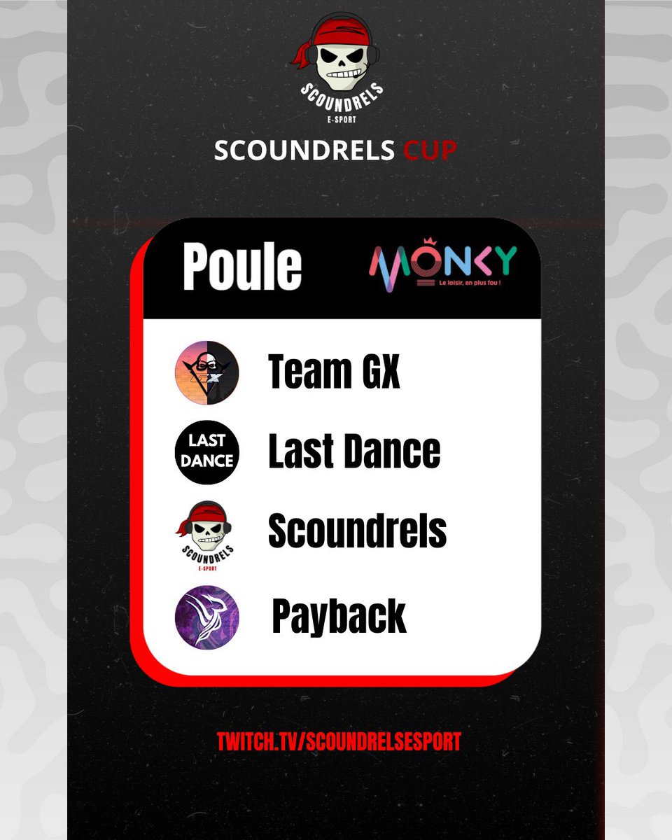 Notre Roster Éther à l’honneur de participer à la 🏆Scoundrels CUP🏆  de <a href="/Scoundrels_Es/">Scoundrels Esport</a>  ! 

<a href="/Orzehhh/">Orzeh</a> 🇫🇷(c) 
@trafy7_ 🇫🇷
@7_Muzan 🇫🇷
<a href="/DoriiiiSzn/">dori</a> 🇧🇪

GL aux équipes de la poule 🤝

#PayBacKWin🏆